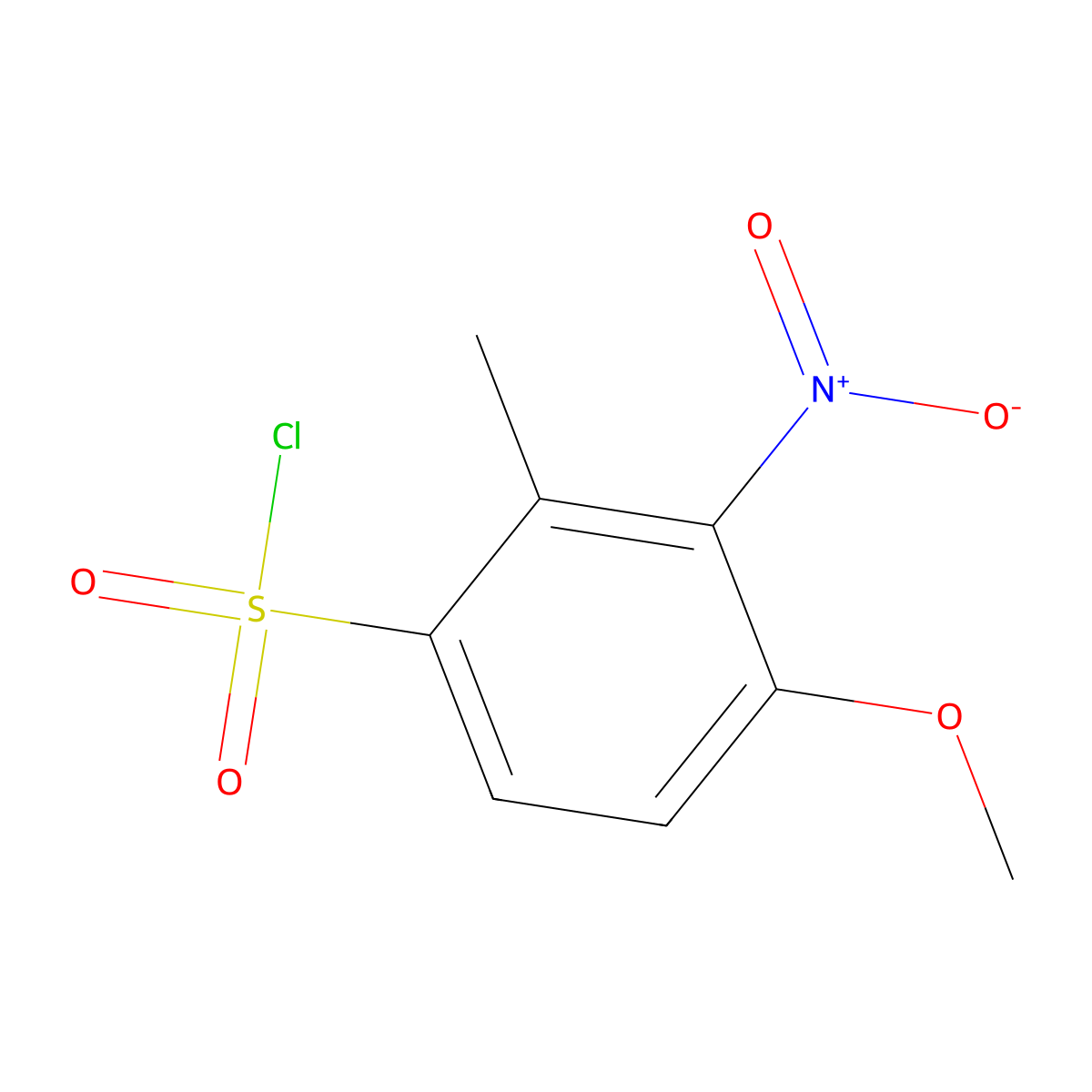 4-Methoxy-2-methyl-3-nitrobenzene-1-sulfonyl chloride molecular structure, CAS 2384500-90-5