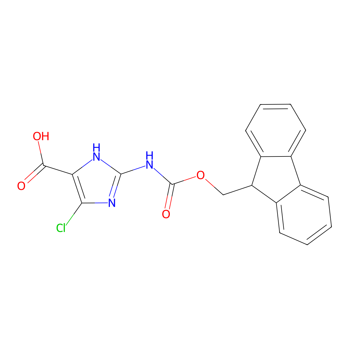 4-chloro-2-({[(9H-fluoren-9-yl)methoxy]carbonyl}amino)-1H-imidazole-5-carboxylic acid molecular structure, CAS 2384501-63-5