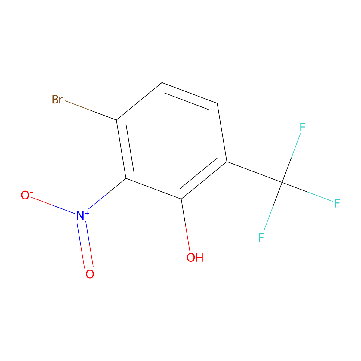 3-Bromo-2-nitro-6-(trifluoromethyl)phenol molecular structure, CAS 2384504-90-7