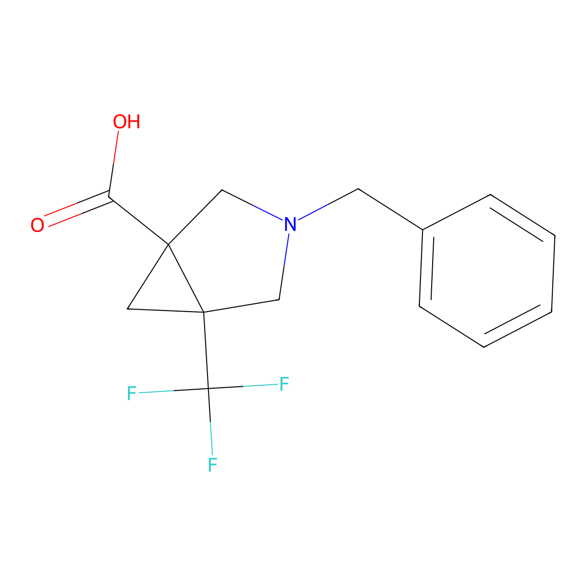 3-Benzyl-5-(trifluoromethyl)-3-azabicyclo[3.1.0]hexane-1-carboxylic acid molecular structure, CAS 2384517-61-5