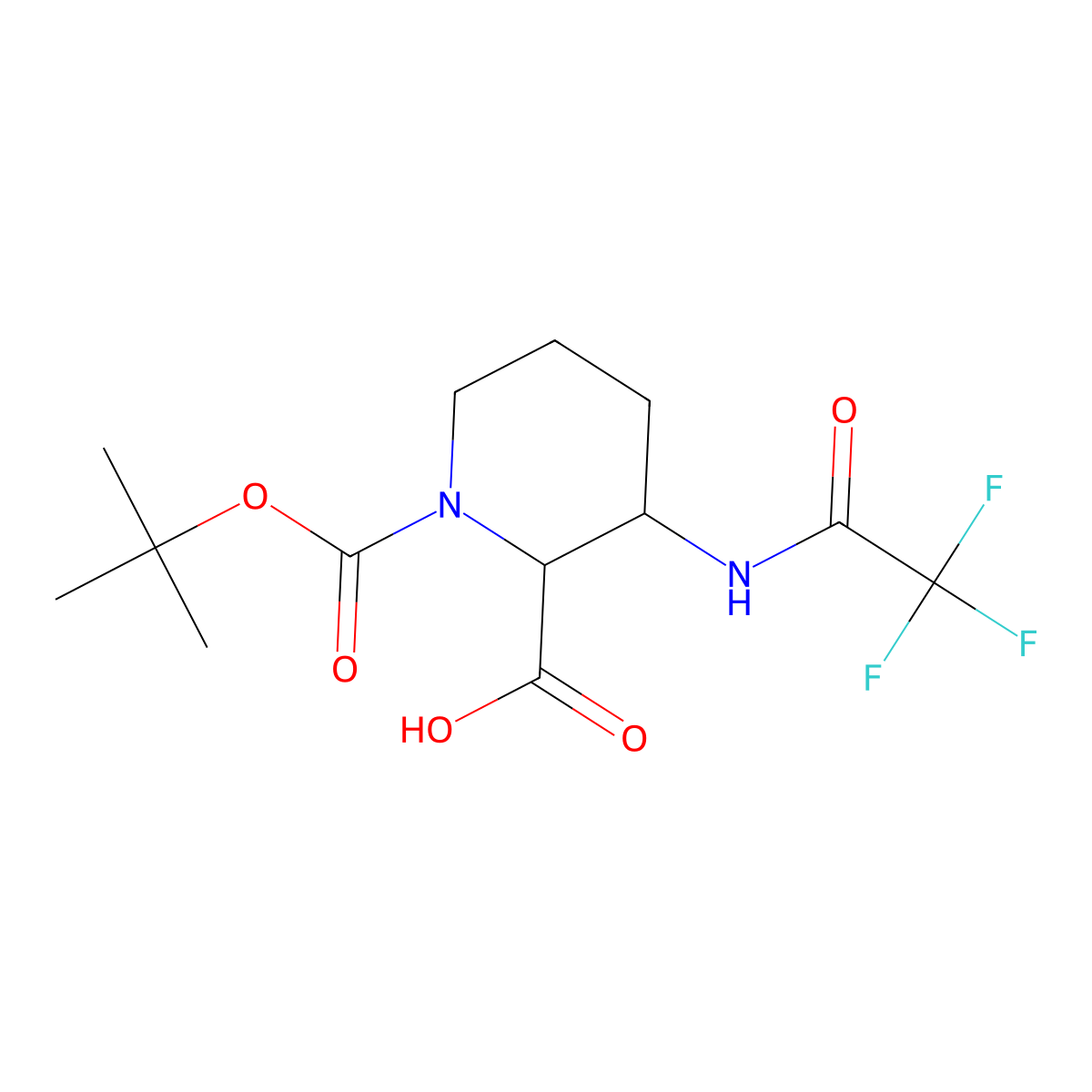 1-[(Tert-butoxy)carbonyl]-3-(trifluoroacetamido)piperidine-2-carboxylic acid molecular structure, CAS 2384518-13-0