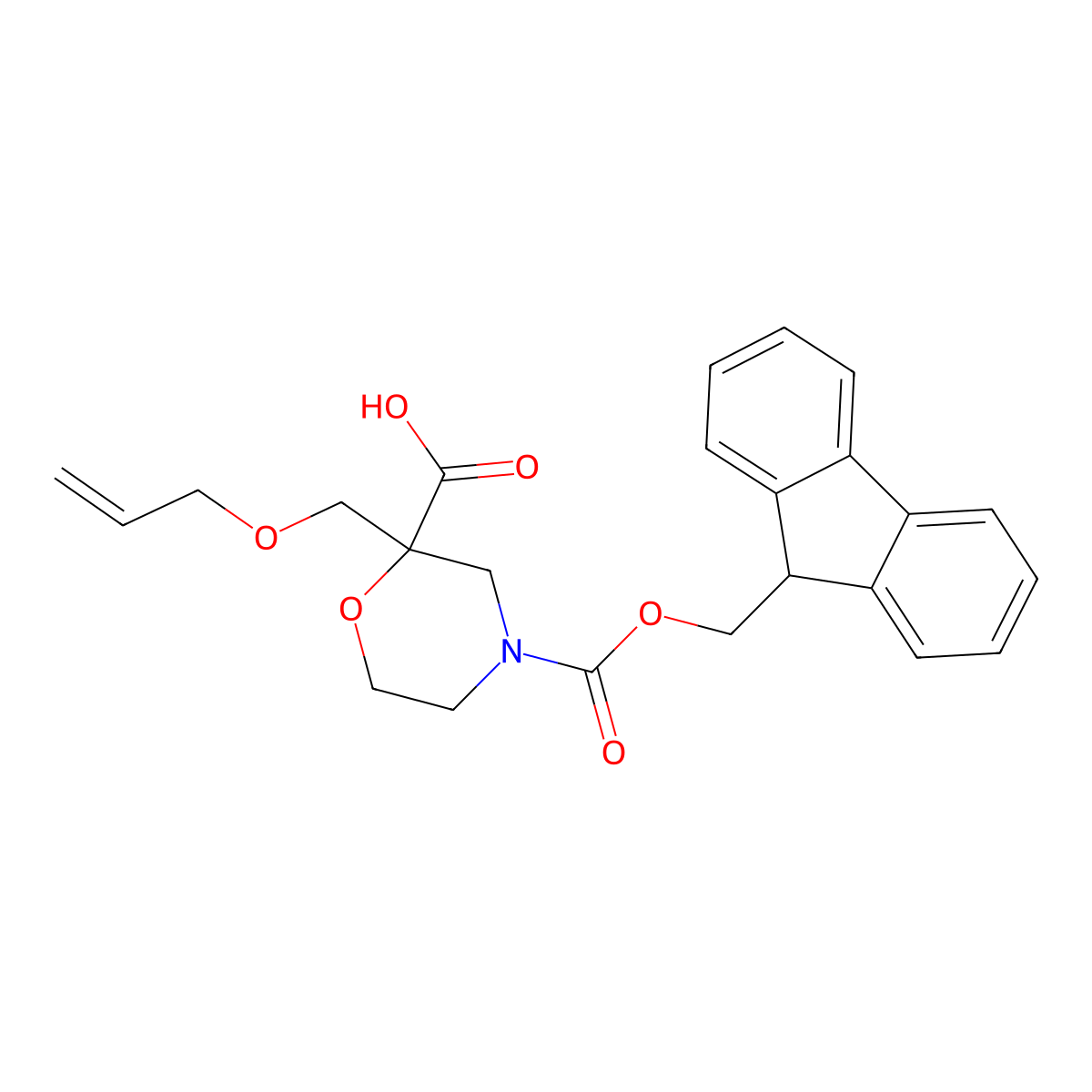 4-{[(9H-fluoren-9-yl)methoxy]carbonyl}-2-[(prop-2-en-1-yloxy)methyl]morpholine-2-carboxylic acid molecular structure, CAS 2384522-58-9