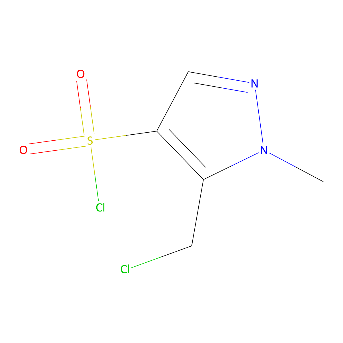 5-(chloromethyl)-1-methyl-1H-pyrazole-4-sulfonyl chloride molecular structure, CAS 2384522-64-7