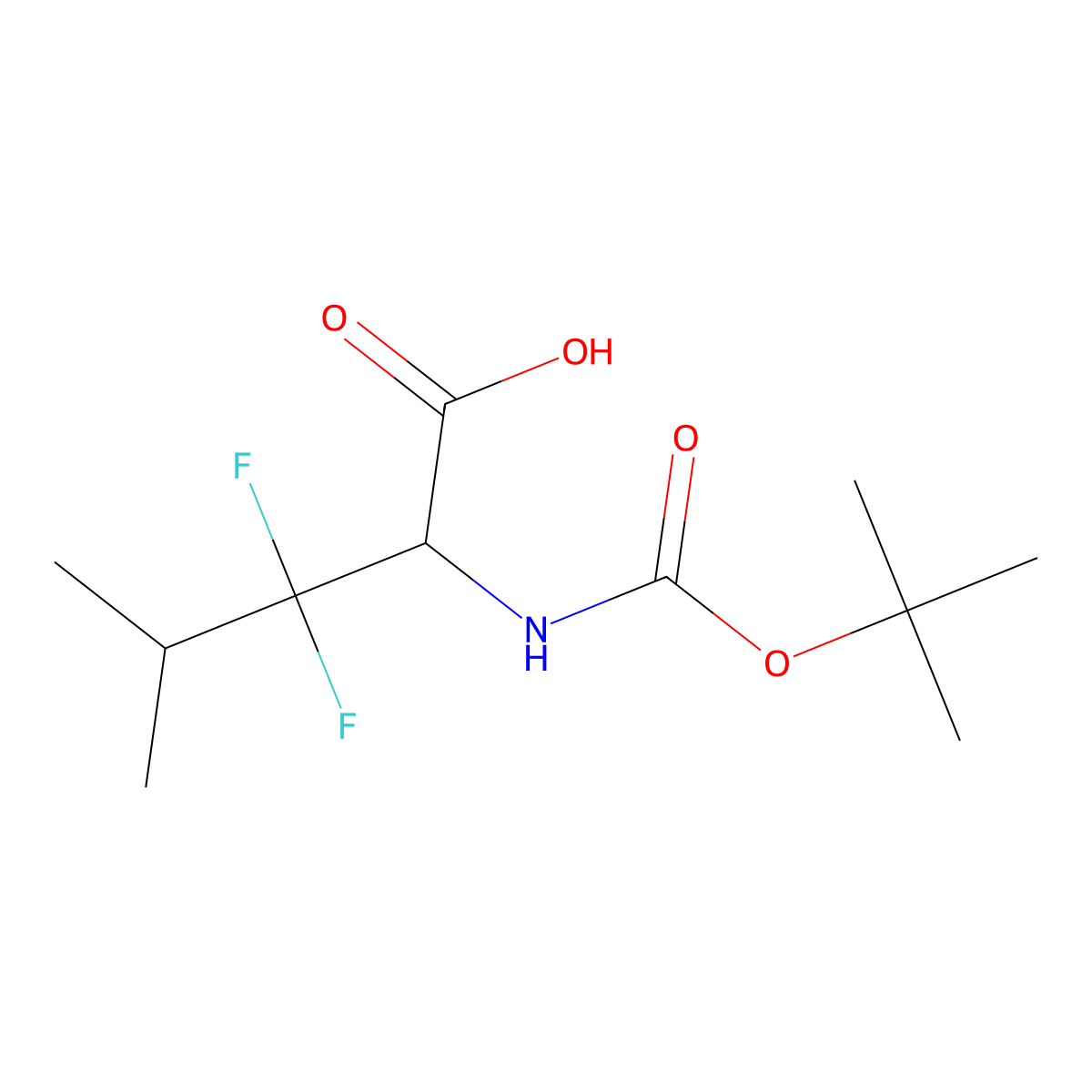 2-{[(Tert-butoxy)carbonyl]amino}-3,3-difluoro-4-methylpentanoic acid molecular structure, CAS 2384523-30-0
