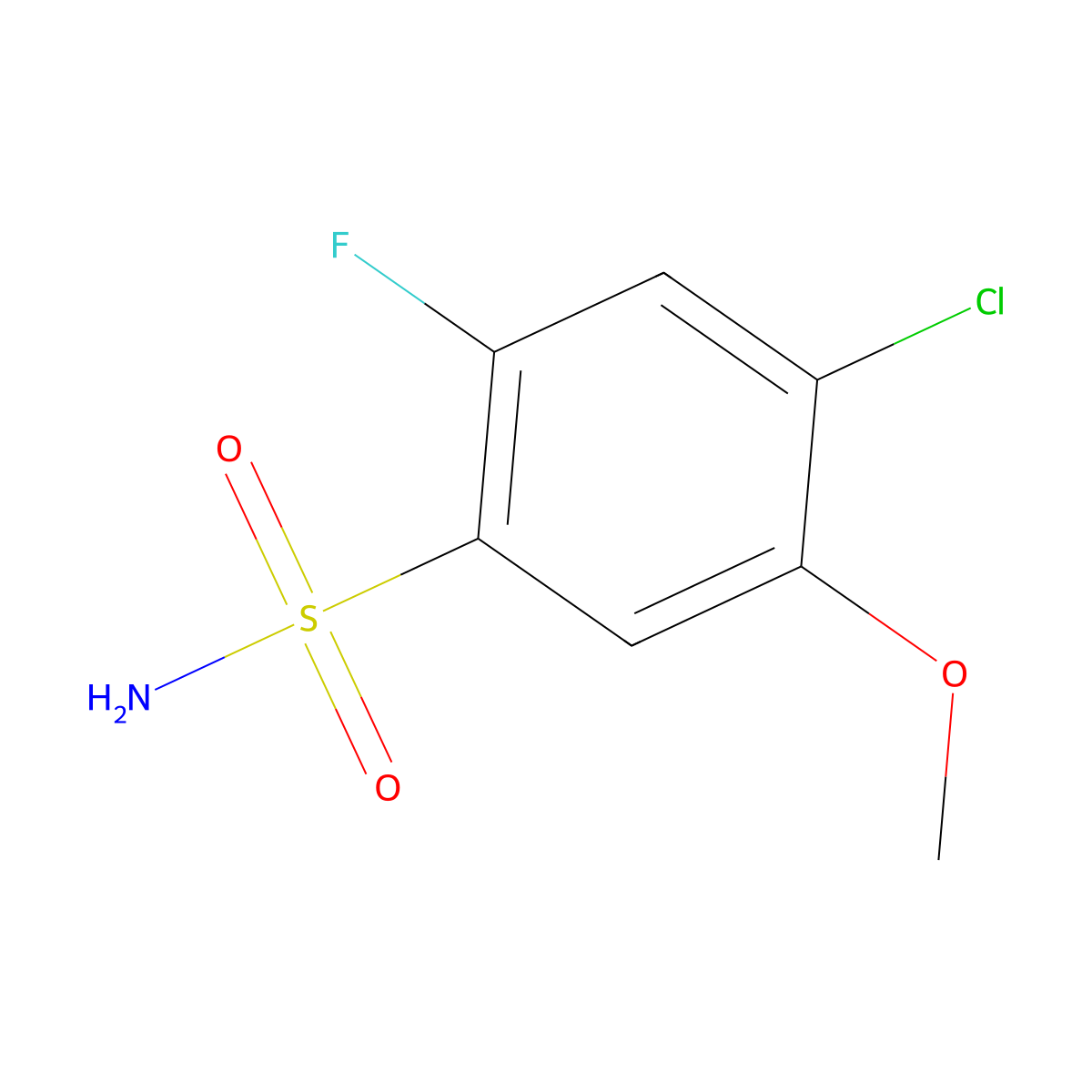 4-Chloro-2-fluoro-5-methoxybenzene-1-sulfonamide molecular structure, CAS 2384526-83-2