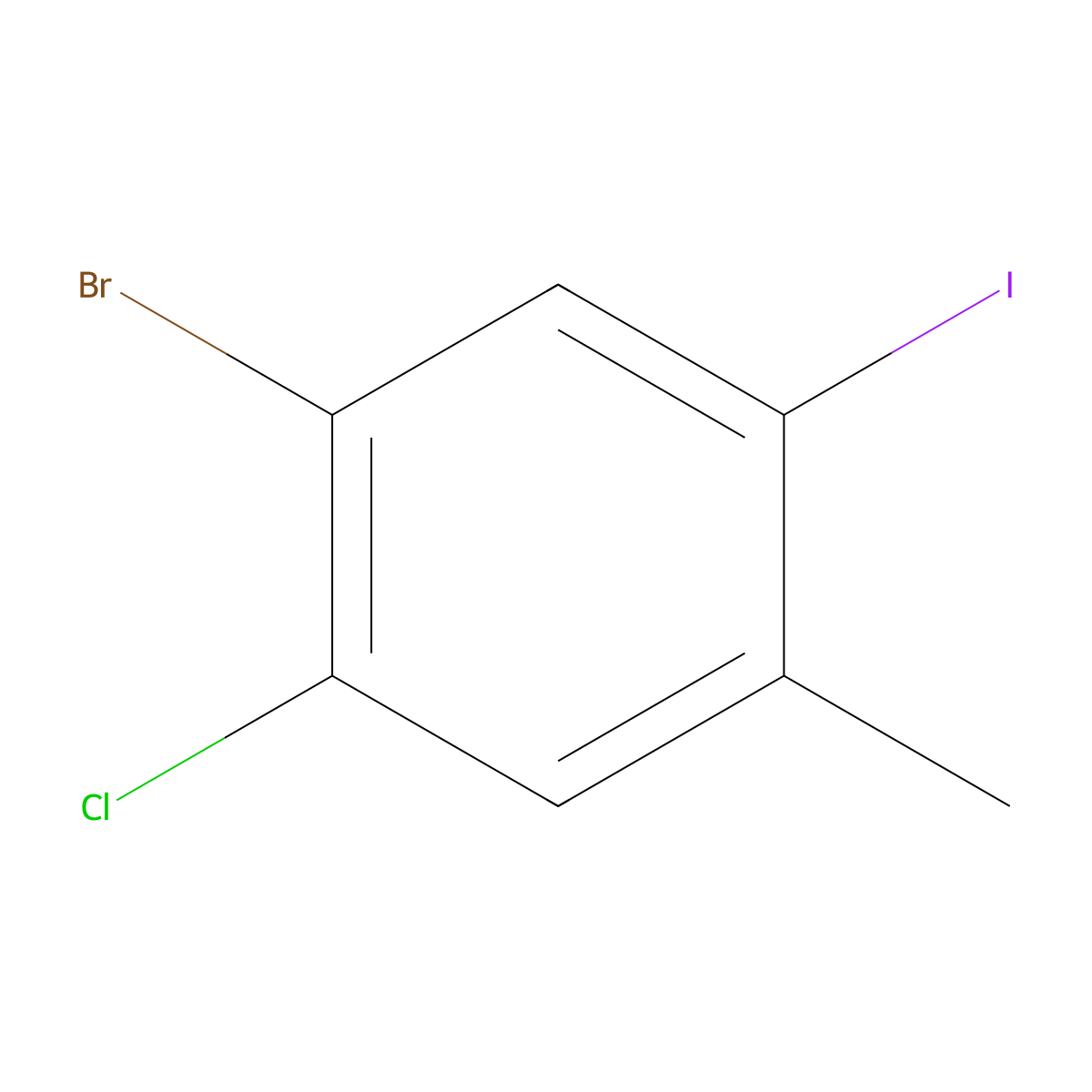 1-Bromo-2-chloro-5-iodo-4-methylbenzene molecular structure, CAS 2384527-12-0
