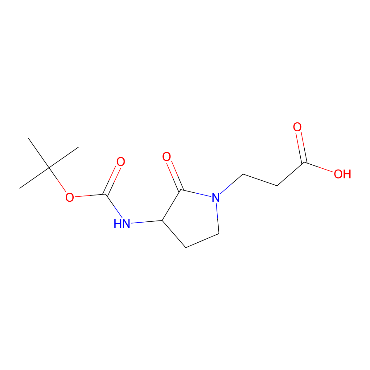 3-(3-{[(Tert-butoxy)carbonyl]amino}-2-oxopyrrolidin-1-yl)propanoic acid molecular structure, CAS 2384544-55-0