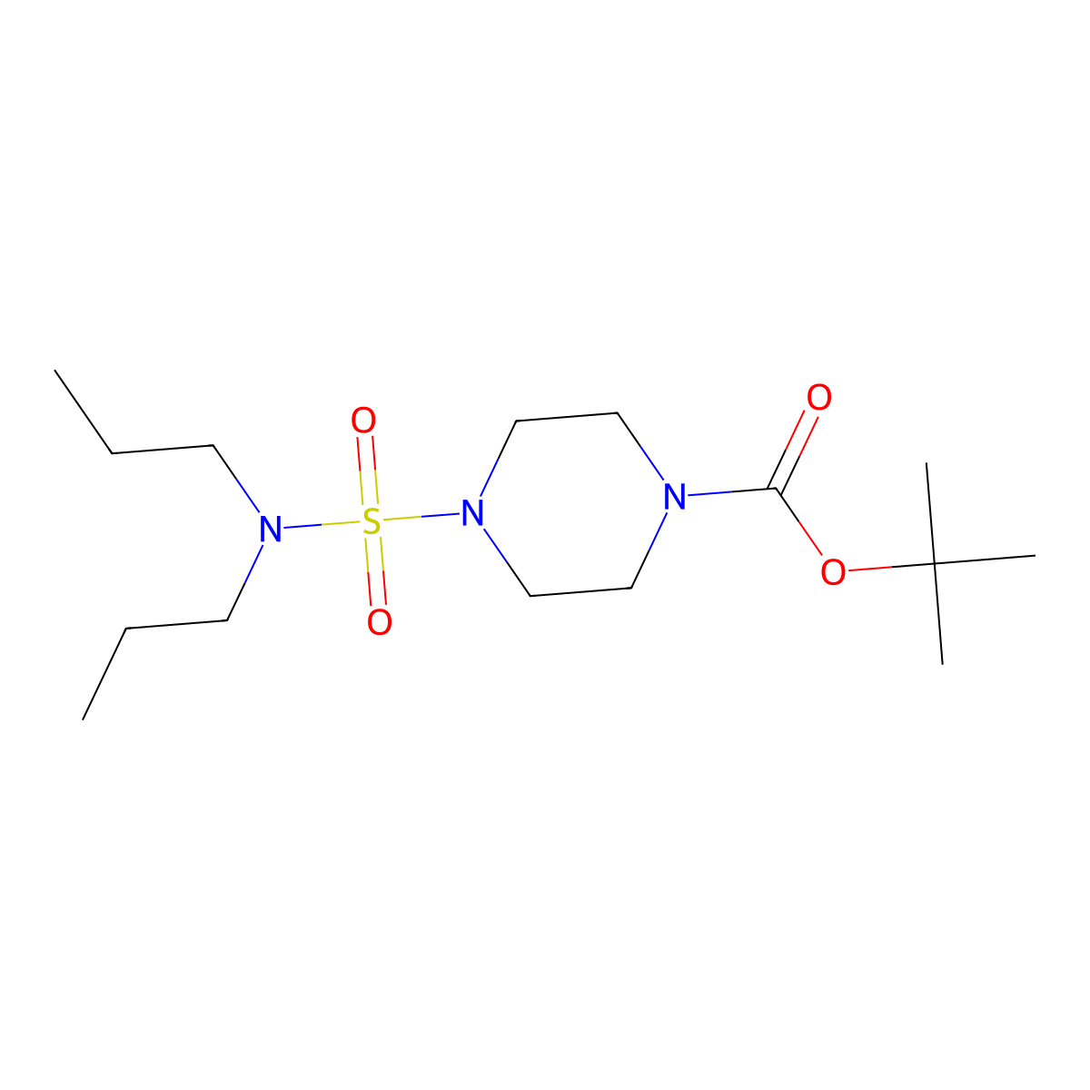 Tert-butyl 4-(dipropylsulfamoyl)piperazine-1-carboxylate molecular structure, CAS 2384546-45-4