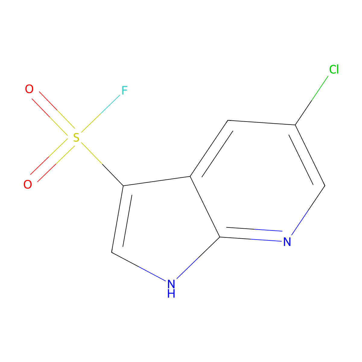5-chloro-1H-pyrrolo[2,3-b]pyridine-3-sulfonyl fluoride molecular structure, CAS 2384547-11-7