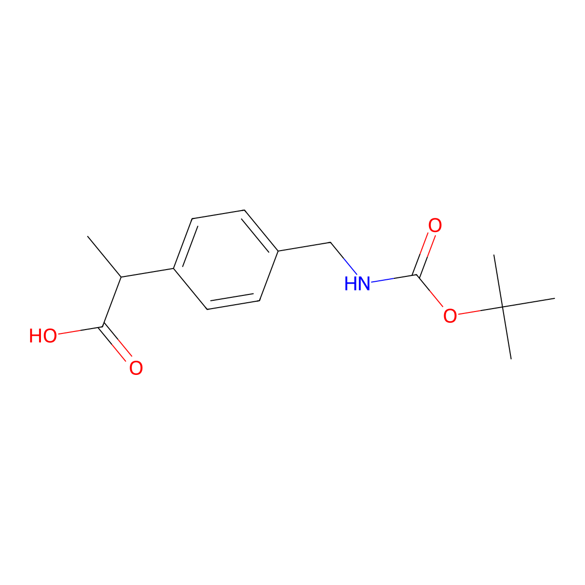 2-[4-({[(Tert-butoxy)carbonyl]amino}methyl)phenyl]propanoic acid molecular structure, CAS 2384552-65-0