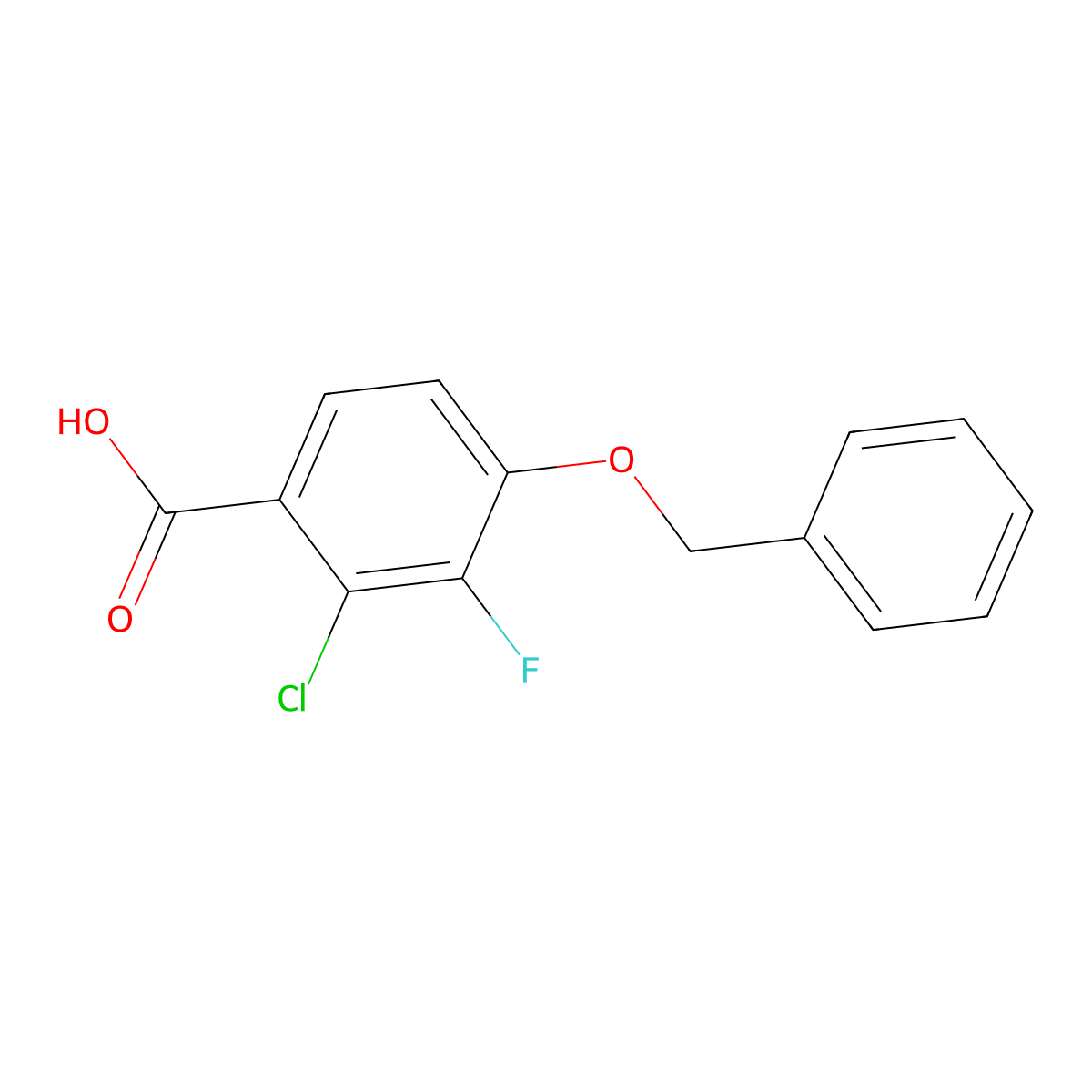 4-(Benzyloxy)-2-chloro-3-fluorobenzoic acid molecular structure, CAS 2384555-20-6