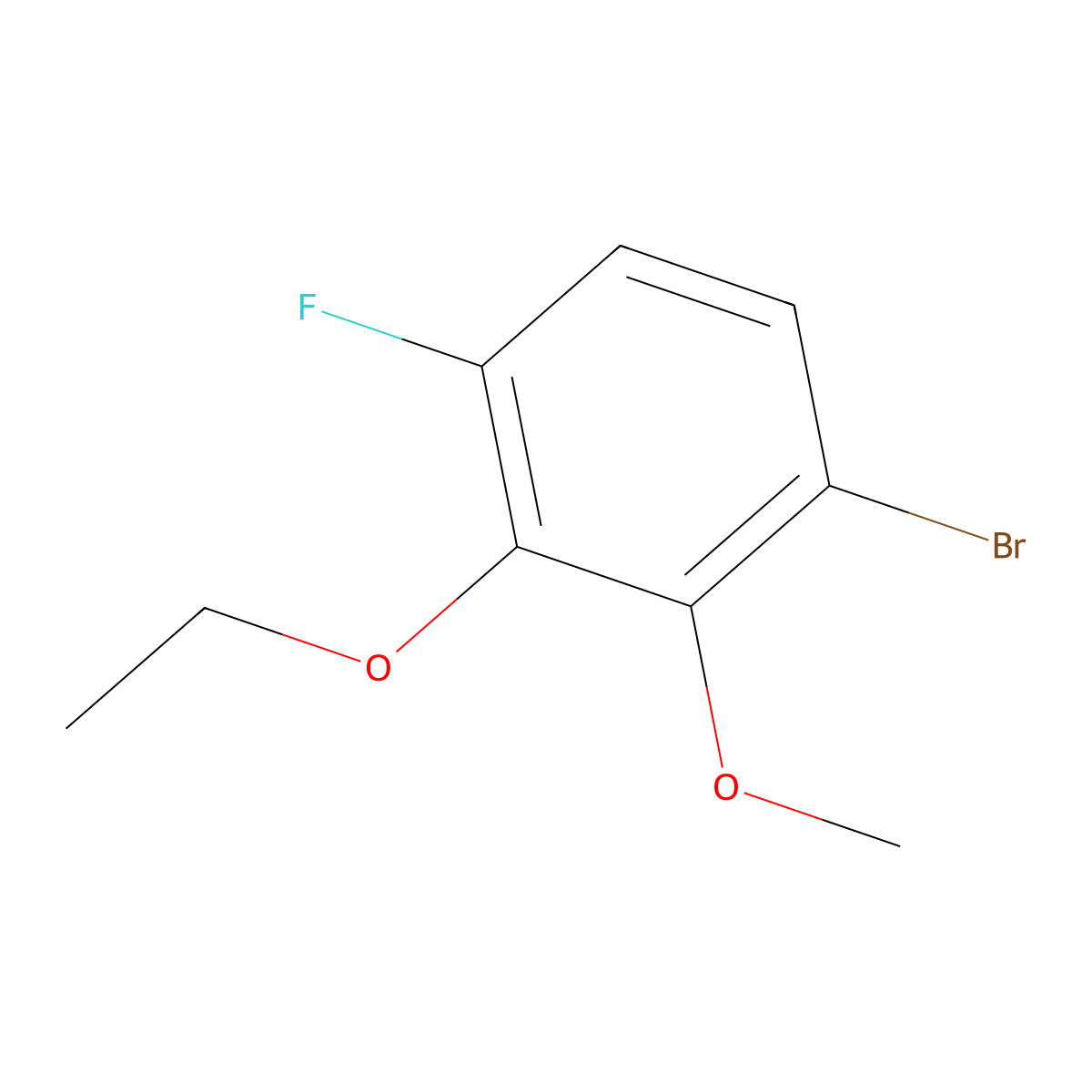 1-Bromo-3-ethoxy-4-fluoro-2-methoxybenzene molecular structure, CAS 2384557-49-5