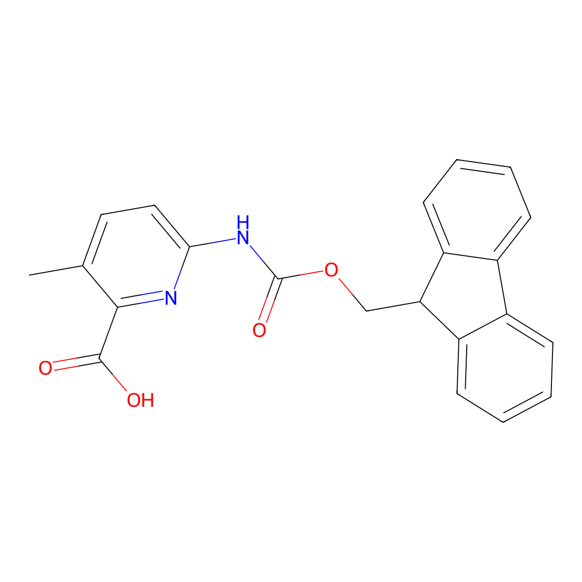 6-({[(9H-fluoren-9-yl)methoxy]carbonyl}amino)-3-methylpyridine-2-carboxylic acid molecular structure, CAS 2384569-58-6