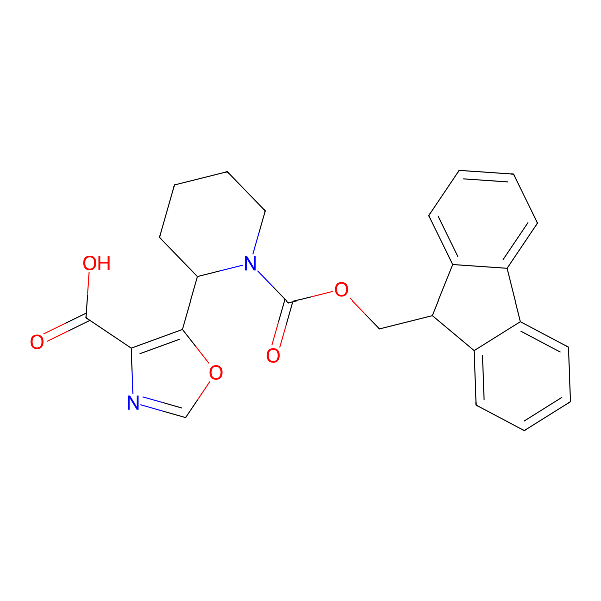 5-(1-{[(9H-fluoren-9-yl)methoxy]carbonyl}piperidin-2-yl)-1,3-oxazole-4-carboxylic acid molecular structure, CAS 2384573-14-0
