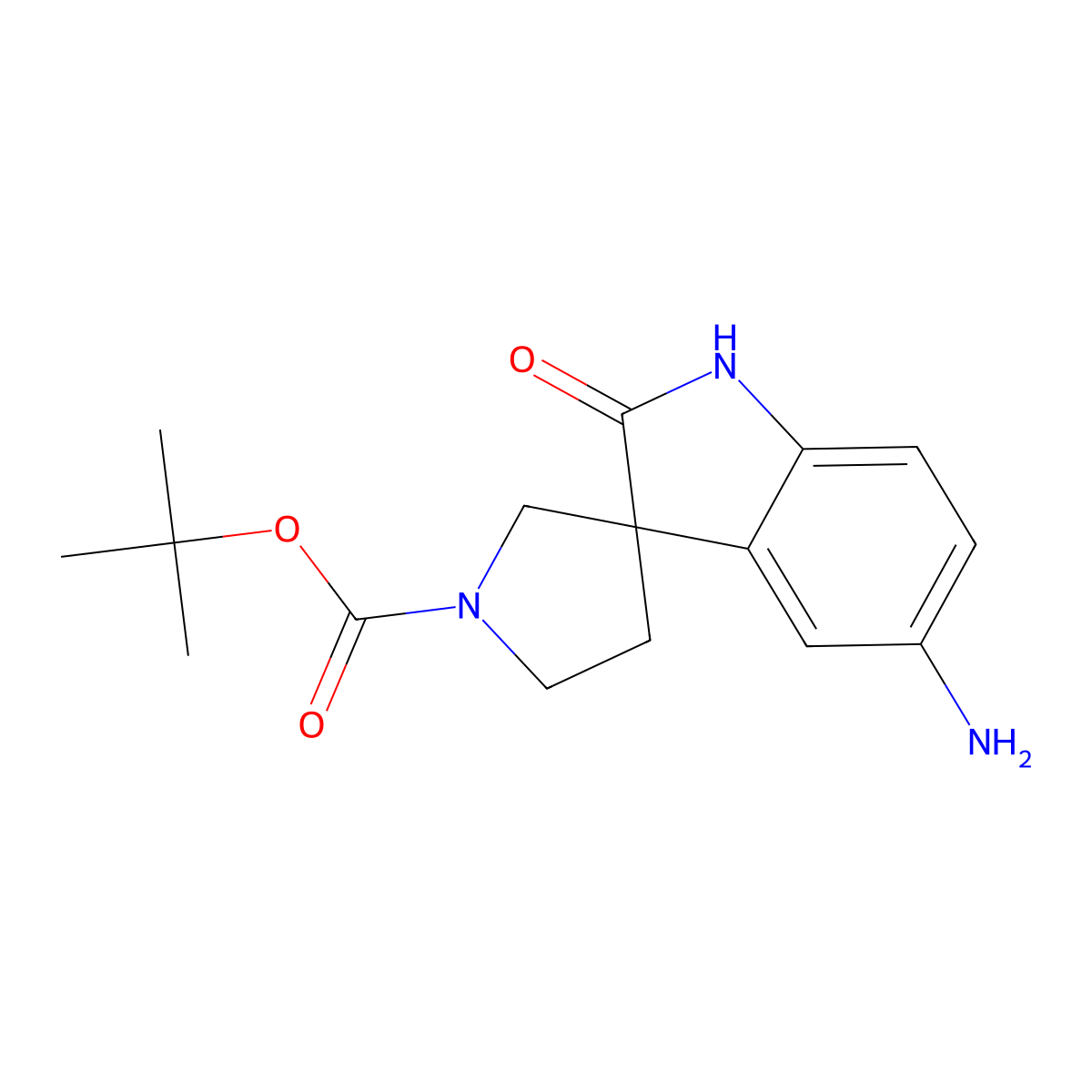 tert-Butyl 5-amino-2-oxospiro[indoline-3,3'-pyrrolidine]-1'-carboxylate molecular structure, CAS 2384574-97-2