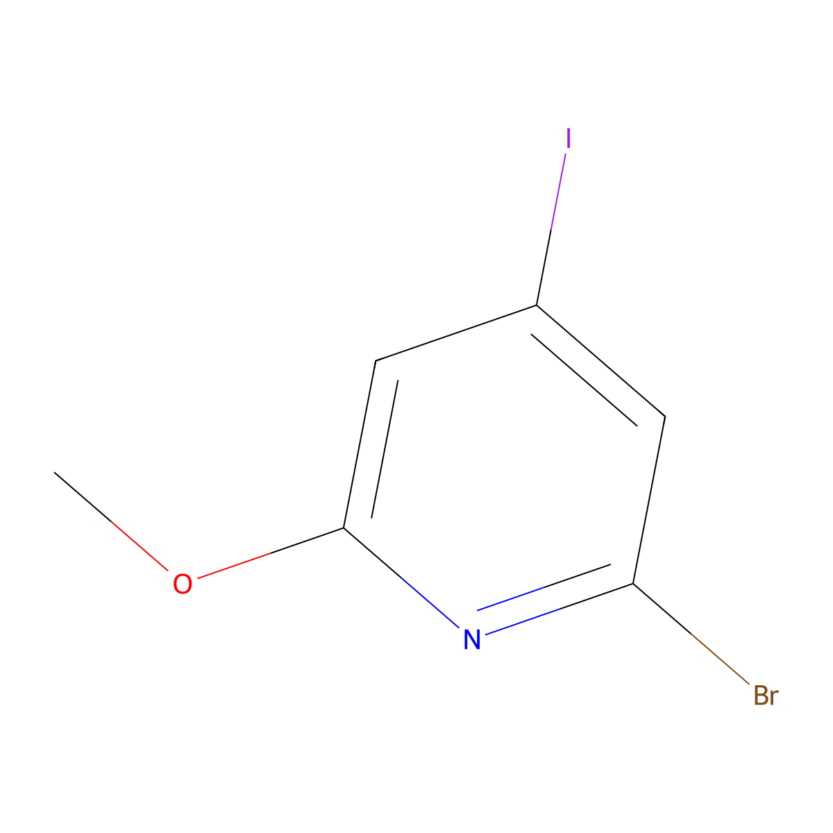 2-Bromo-4-iodo-6-methoxypyridine molecular structure, CAS 2384576-93-4