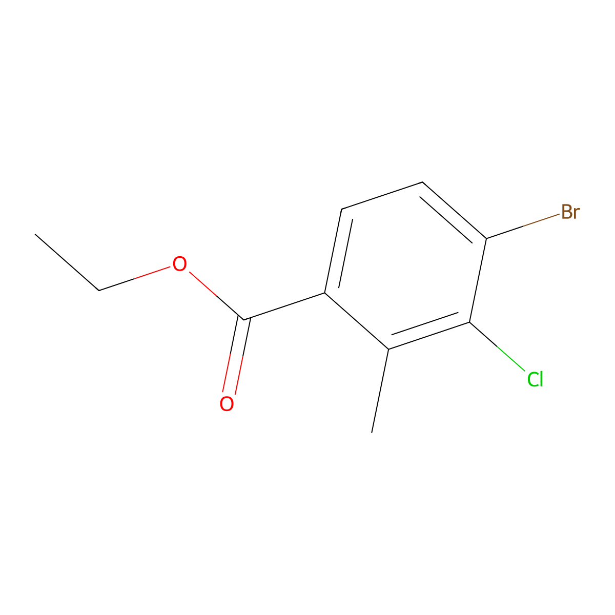 Ethyl 4-bromo-3-chloro-2-methylbenzoate molecular structure, CAS 2384581-74-0
