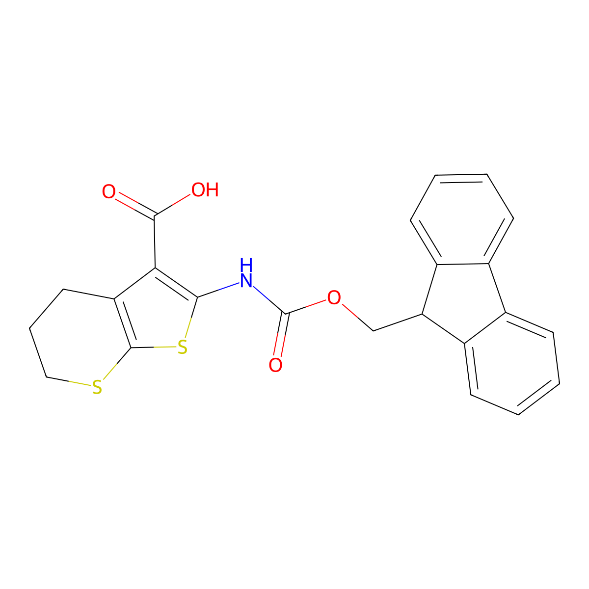 2-({[(9H-fluoren-9-yl)methoxy]carbonyl}amino)-4H,5H,6H-thieno[2,3-b]thiopyran-3-carboxylic acid molecular structure, CAS 2384585-55-9