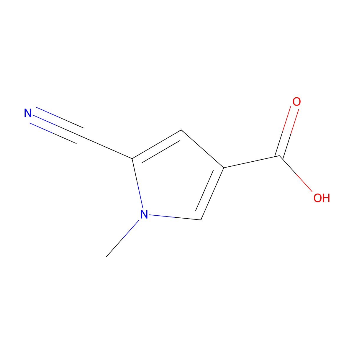 5-cyano-1-methyl-1H-pyrrole-3-carboxylic acid molecular structure, CAS 2384586-60-9