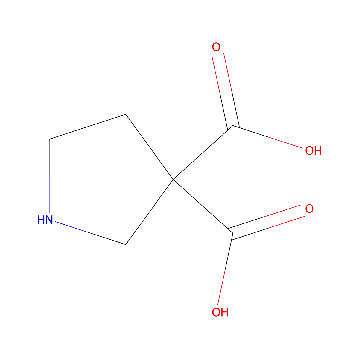 Pyrrolidine-3,3-dicarboxylic acid molecular structure, CAS 2384589-16-4
