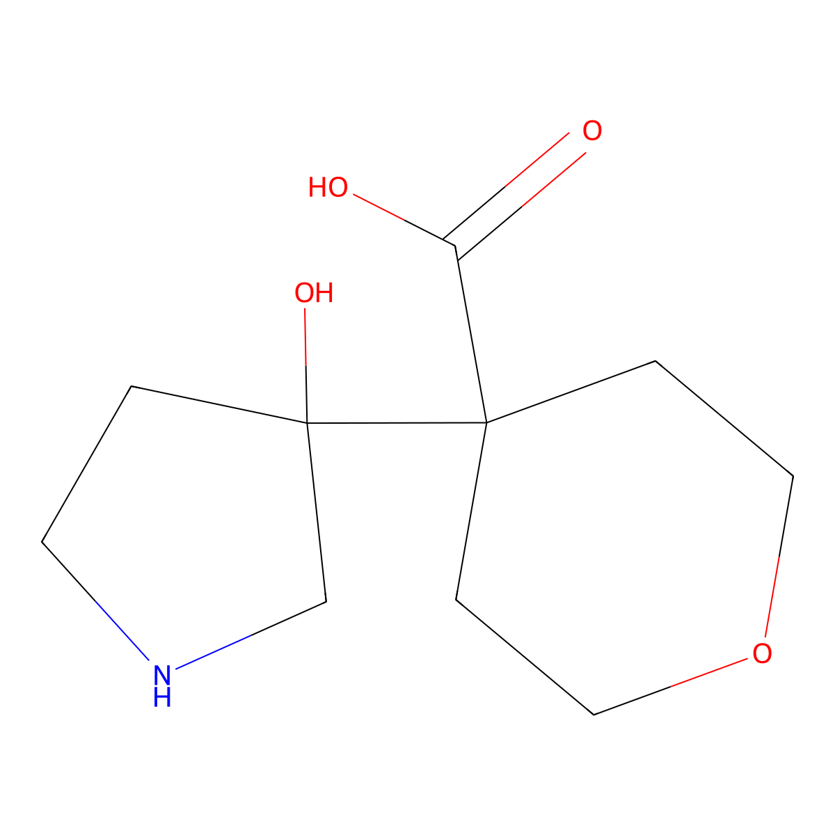 4-(3-Hydroxypyrrolidin-3-yl)oxane-4-carboxylic acid molecular structure, CAS 2384598-60-9