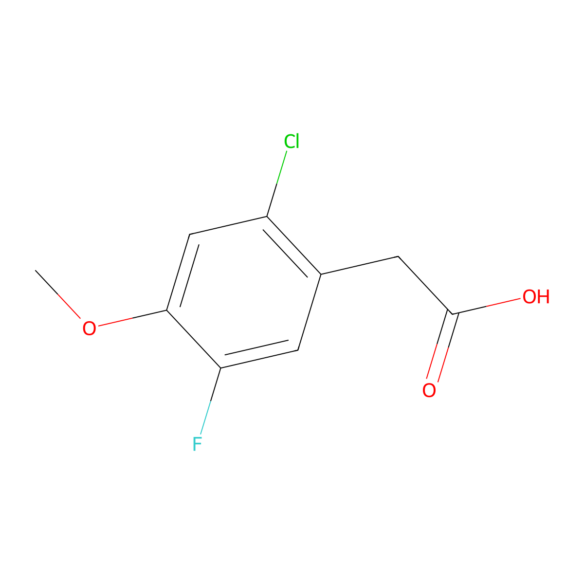 2-(2-Chloro-5-fluoro-4-methoxyphenyl)acetic acid molecular structure, CAS 2384607-22-9