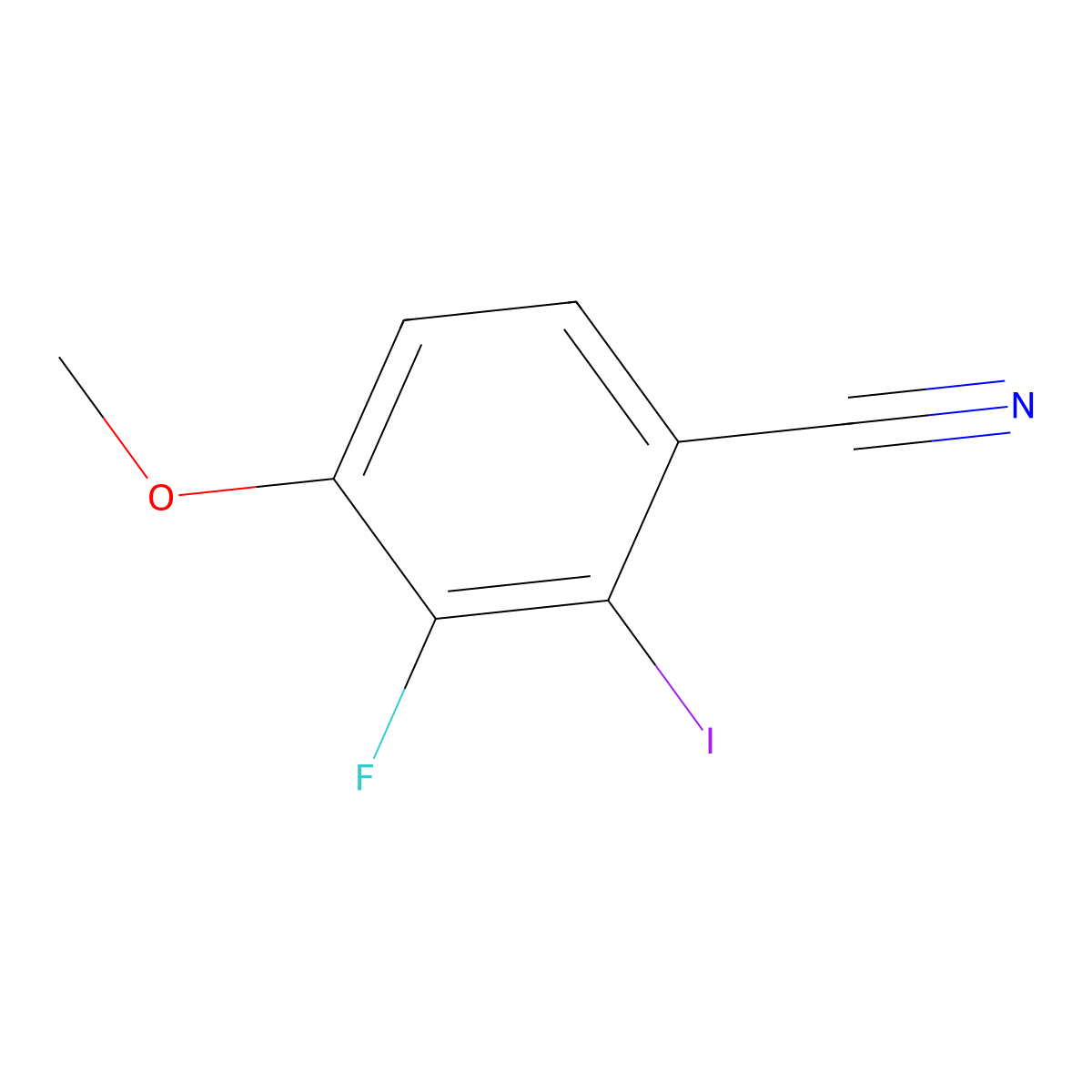 3-Fluoro-2-iodo-4-methoxybenzonitrile molecular structure, CAS 2384609-78-1
