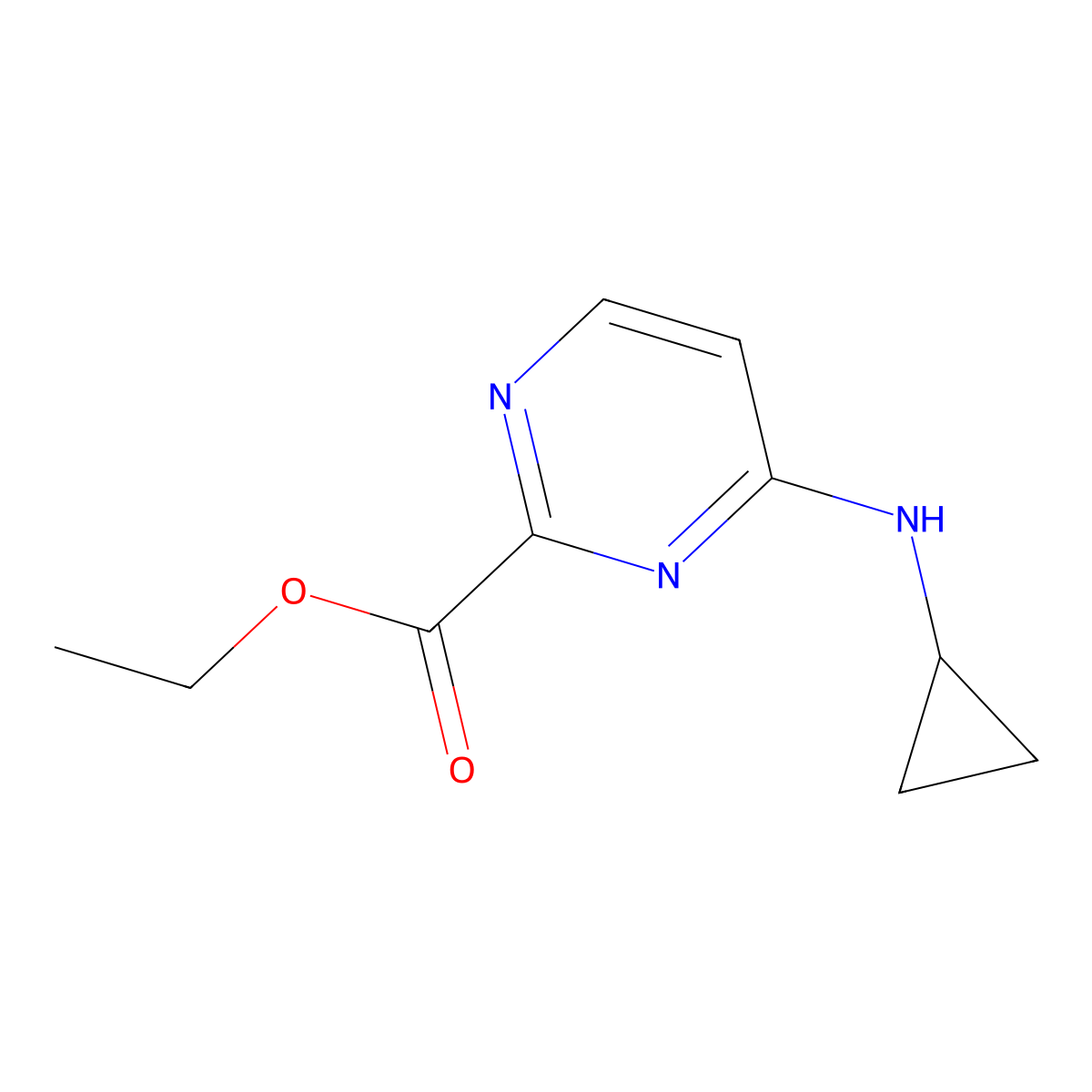 Ethyl 4-(cyclopropylamino)pyrimidine-2-carboxylate molecular structure, CAS 2384616-81-1