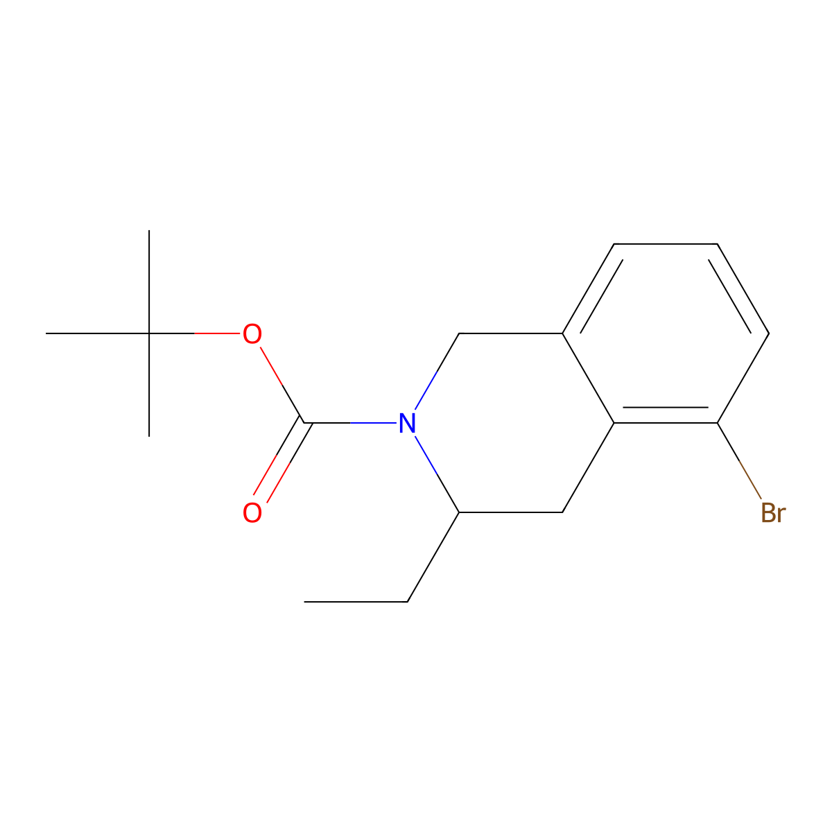 Tert-butyl 5-bromo-3-ethyl-1,2,3,4-tetrahydroisoquinoline-2-carboxylate molecular structure, CAS 2384621-62-7