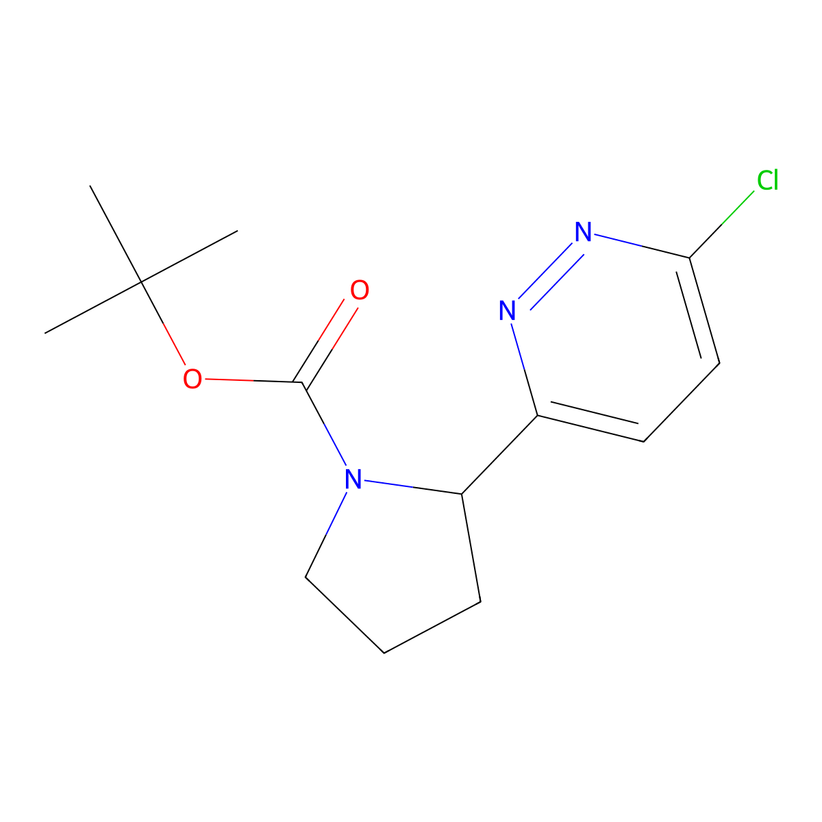 Tert-butyl 2-(6-chloropyridazin-3-yl)pyrrolidine-1-carboxylate molecular structure, CAS 2384622-37-9