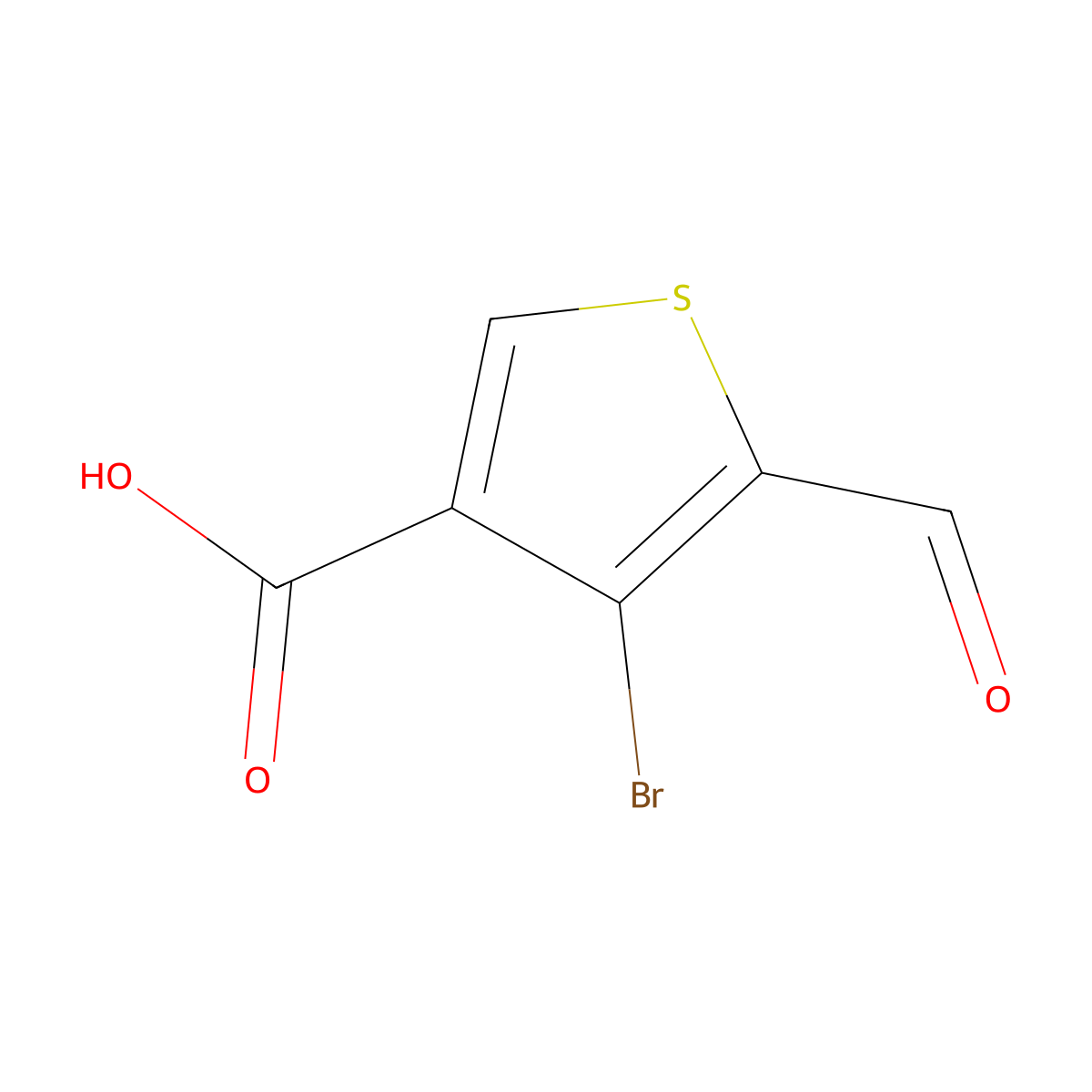 4-Bromo-5-formylthiophene-3-carboxylic acid molecular structure, CAS 2384629-37-0