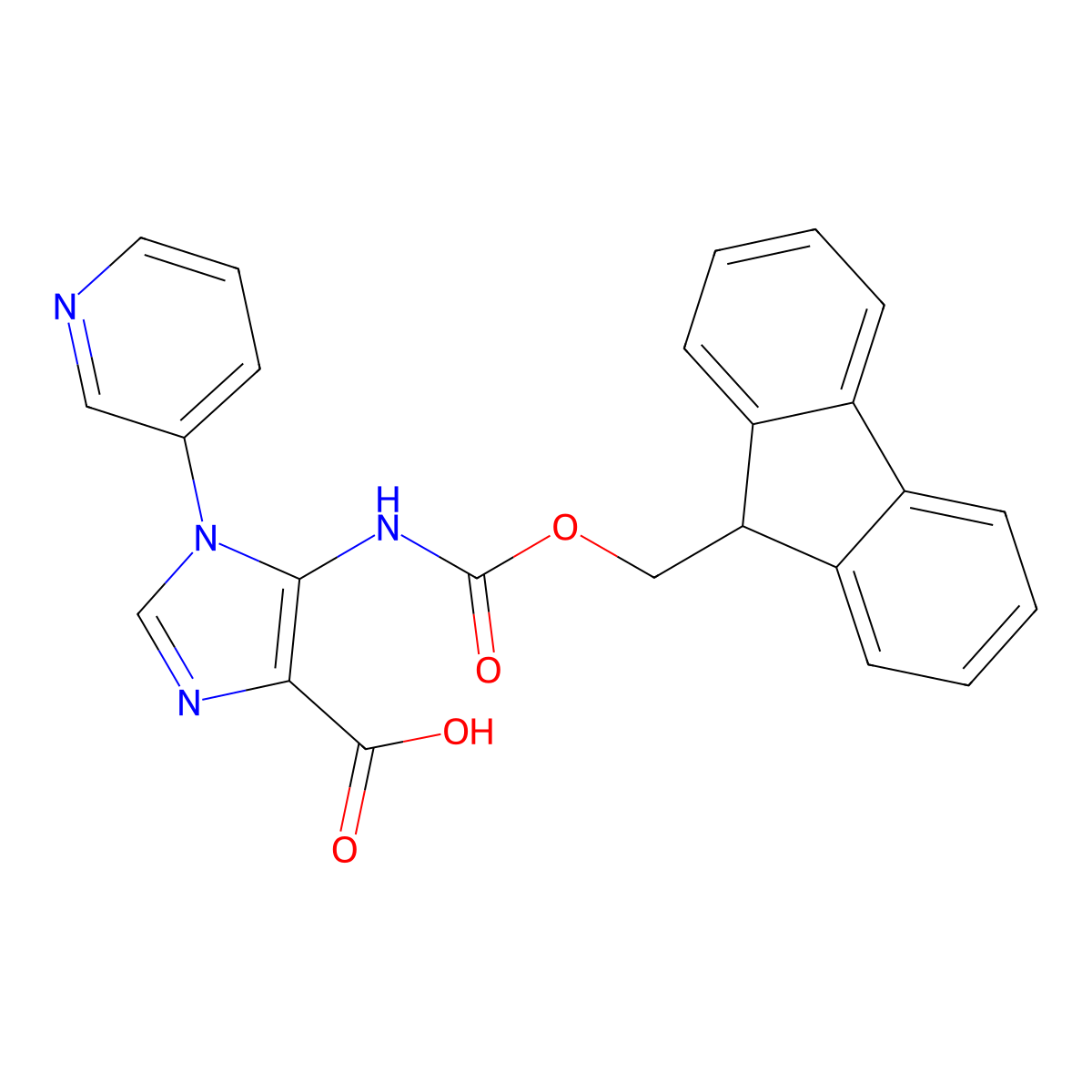 5-({[(9H-fluoren-9-yl)methoxy]carbonyl}amino)-1-(pyridin-3-yl)-1H-imidazole-4-carboxylic acid molecular structure, CAS 2384632-07-7