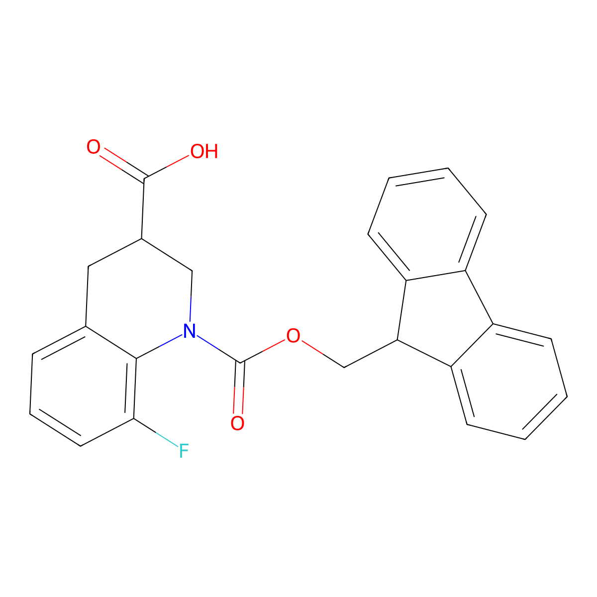 1-{[(9H-fluoren-9-yl)methoxy]carbonyl}-8-fluoro-1,2,3,4-tetrahydroquinoline-3-carboxylic acid molecular structure, CAS 2384632-23-7
