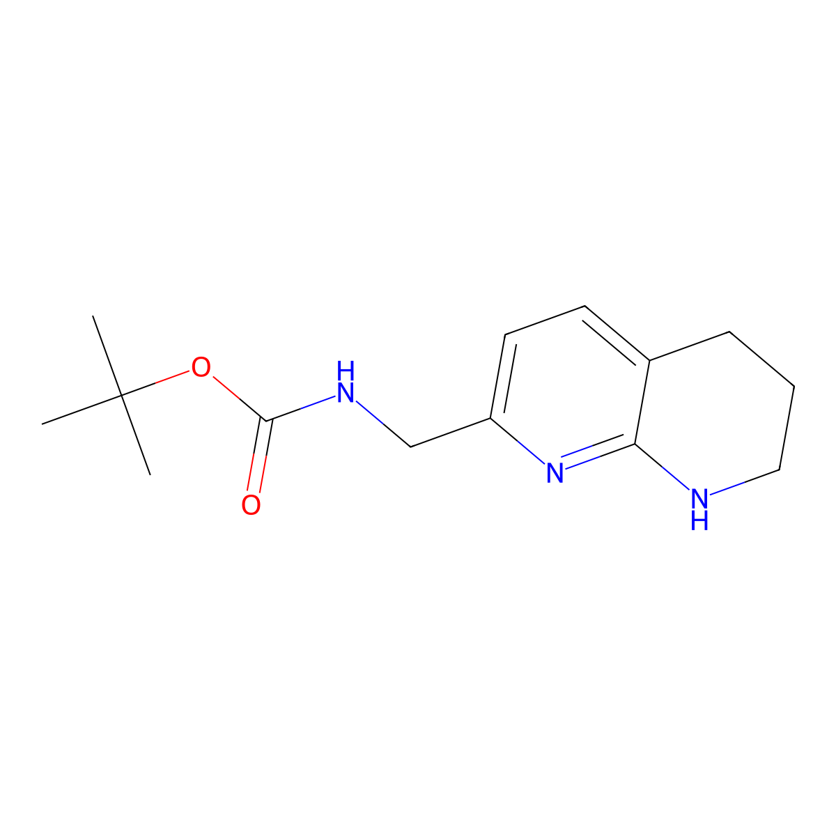 tert-butyl N-(5,6,7,8-tetrahydro-1,8-naphthyridin-2-ylmethyl)carbamate molecular structure, CAS 2384639-76-1