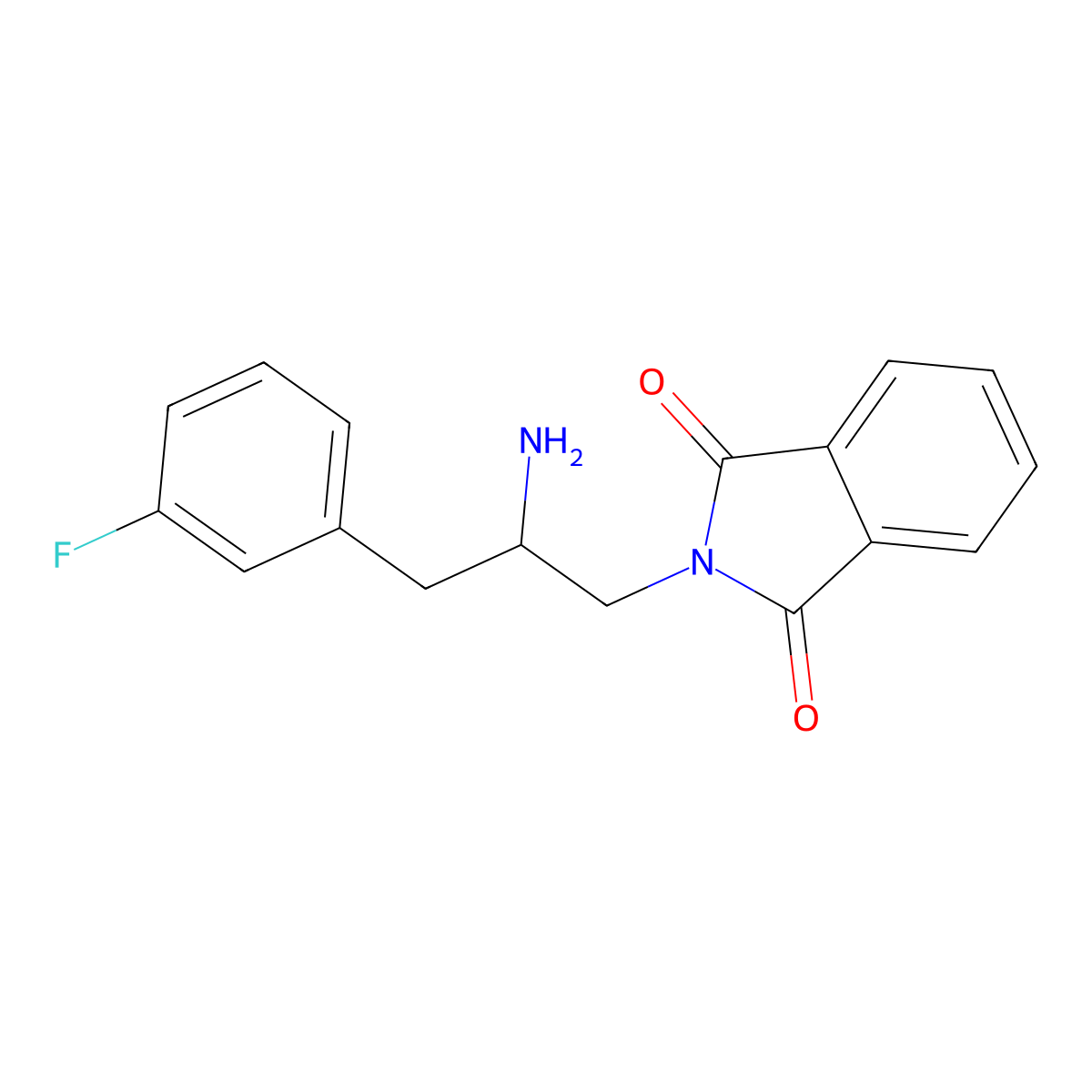 2-(2-Amino-3-(3-fluorophenyl)propyl)isoindoline-1,3-dione molecular structure, CAS 2384642-27-5