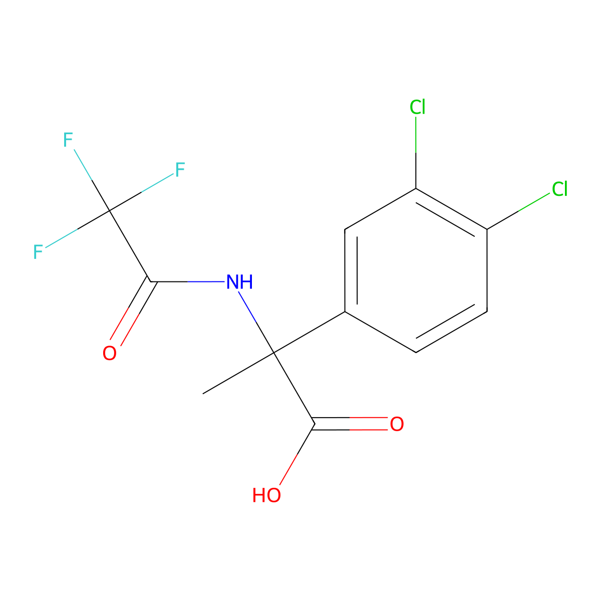 2-(3,4-Dichlorophenyl)-2-(trifluoroacetamido)propanoic acid molecular structure, CAS 2384649-85-6