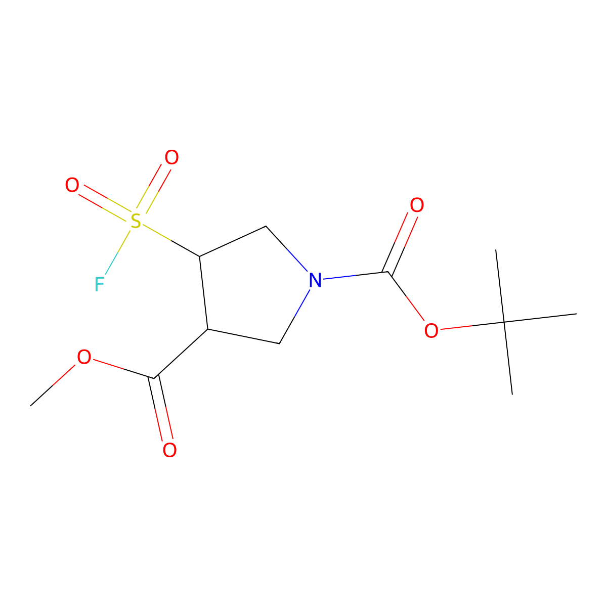 1-Tert-butyl 3-methyl 4-(fluorosulfonyl)pyrrolidine-1,3-dicarboxylate molecular structure, CAS 2384650-26-2