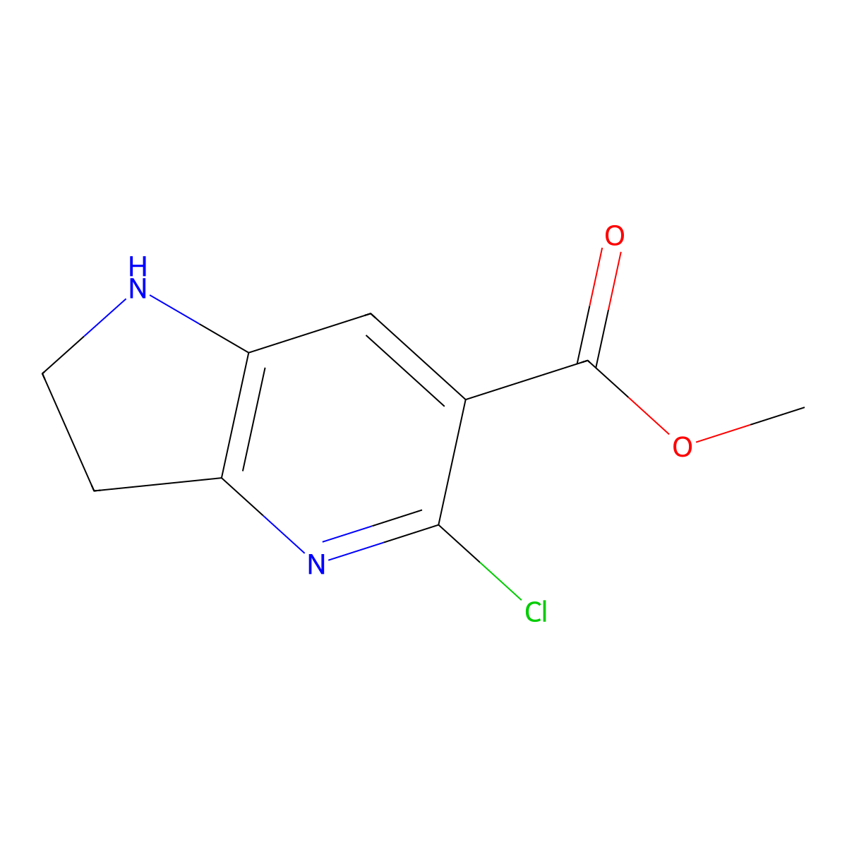 methyl 5-chloro-1H,2H,3H-pyrrolo[3,2-b]pyridine-6-carboxylate molecular structure, CAS 2384652-54-2