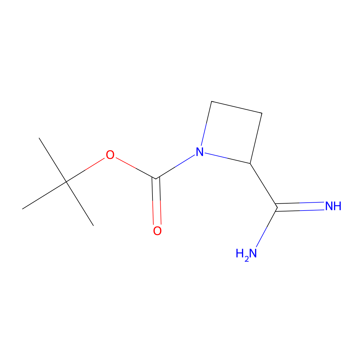 Tert-butyl 2-carbamimidoylazetidine-1-carboxylate molecular structure, CAS 2384655-35-8