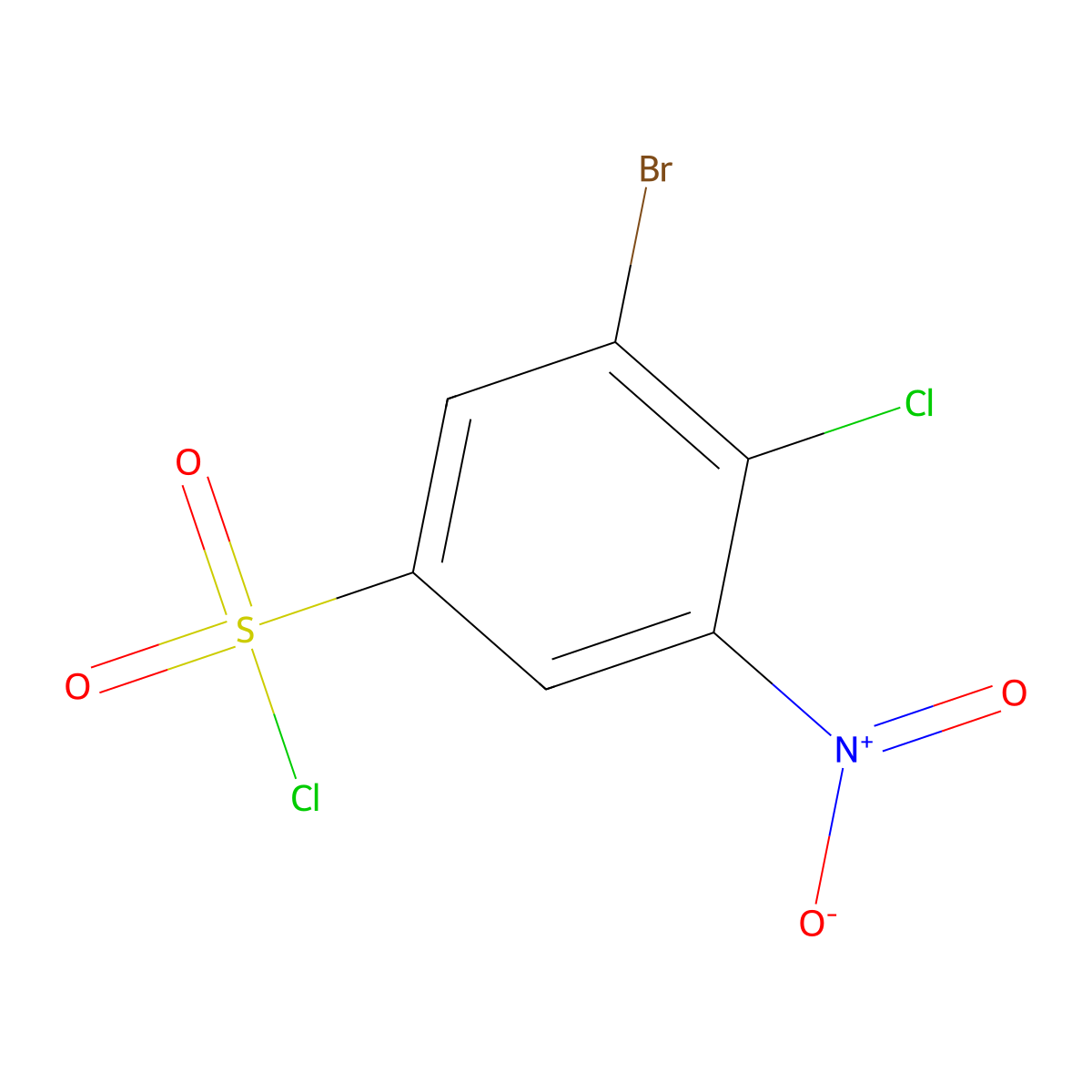 3-Bromo-4-chloro-5-nitrobenzene-1-sulfonyl chloride molecular structure, CAS 2384655-77-8