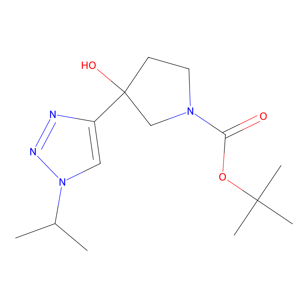 tert-butyl 3-hydroxy-3-[1-(propan-2-yl)-1H-1,2,3-triazol-4-yl]pyrrolidine-1-carboxylate molecular structure, CAS 2384656-66-8
