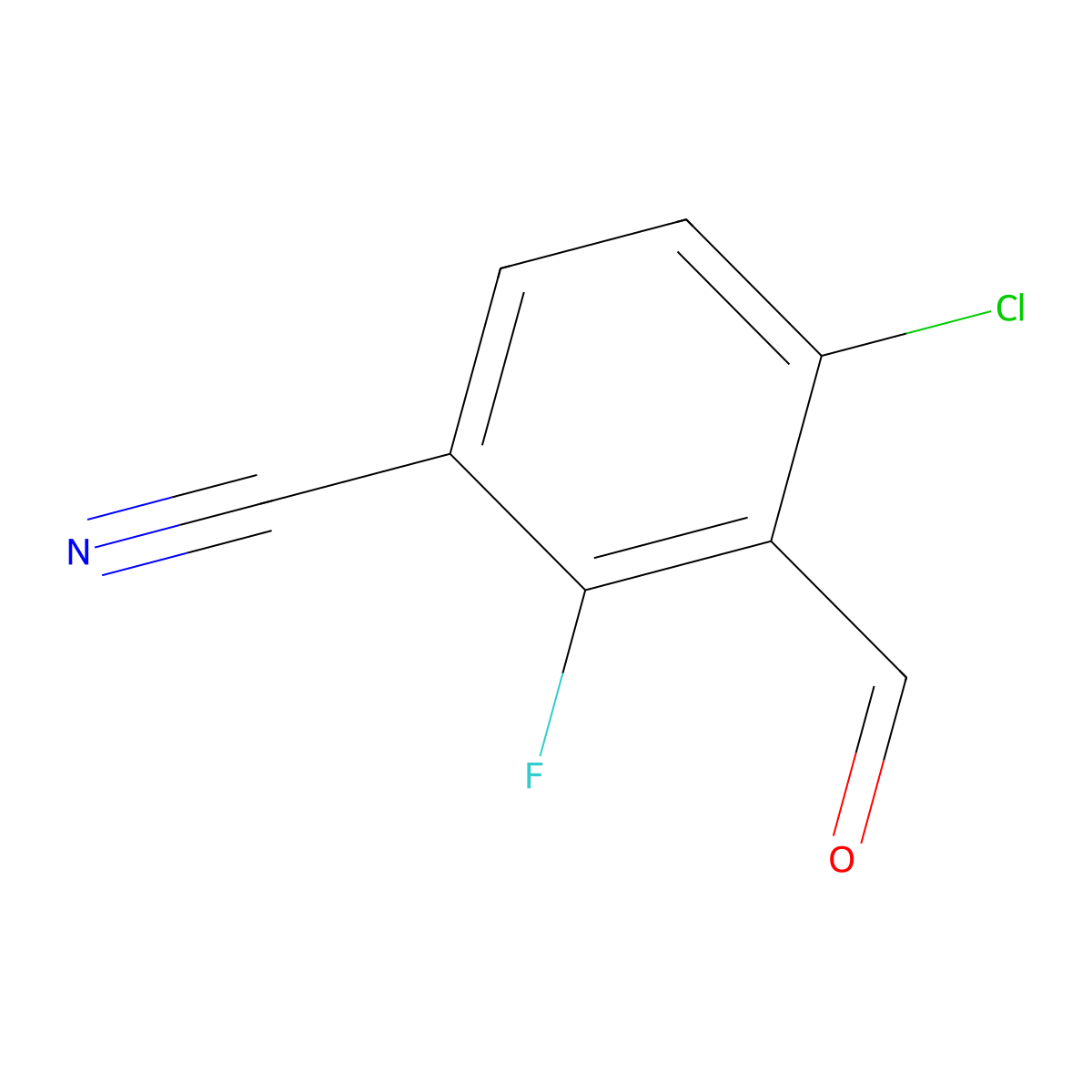 4-Chloro-2-fluoro-3-formylbenzonitrile molecular structure, CAS 2384663-79-8