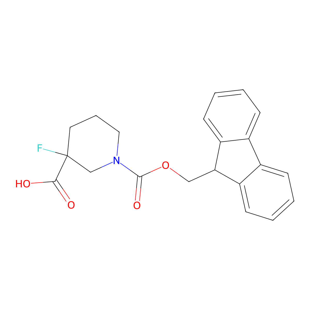 1-{[(9H-fluoren-9-yl)methoxy]carbonyl}-3-fluoropiperidine-3-carboxylic acid molecular structure, CAS 2384668-22-6
