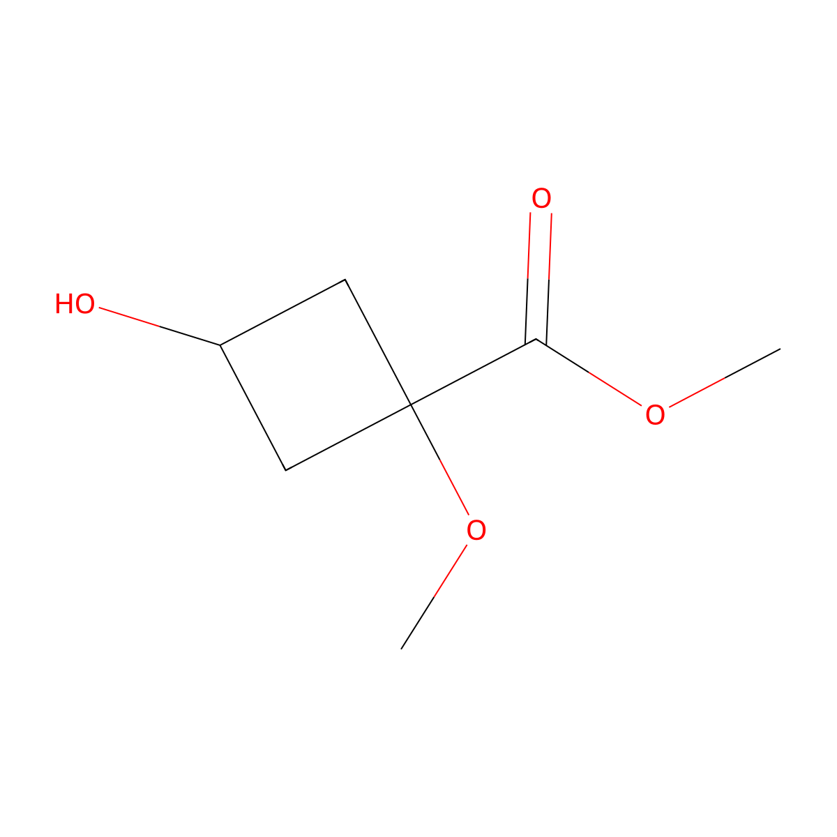 Methyl 3-hydroxy-1-methoxycyclobutane-1-carboxylate molecular structure, CAS 2384673-56-5