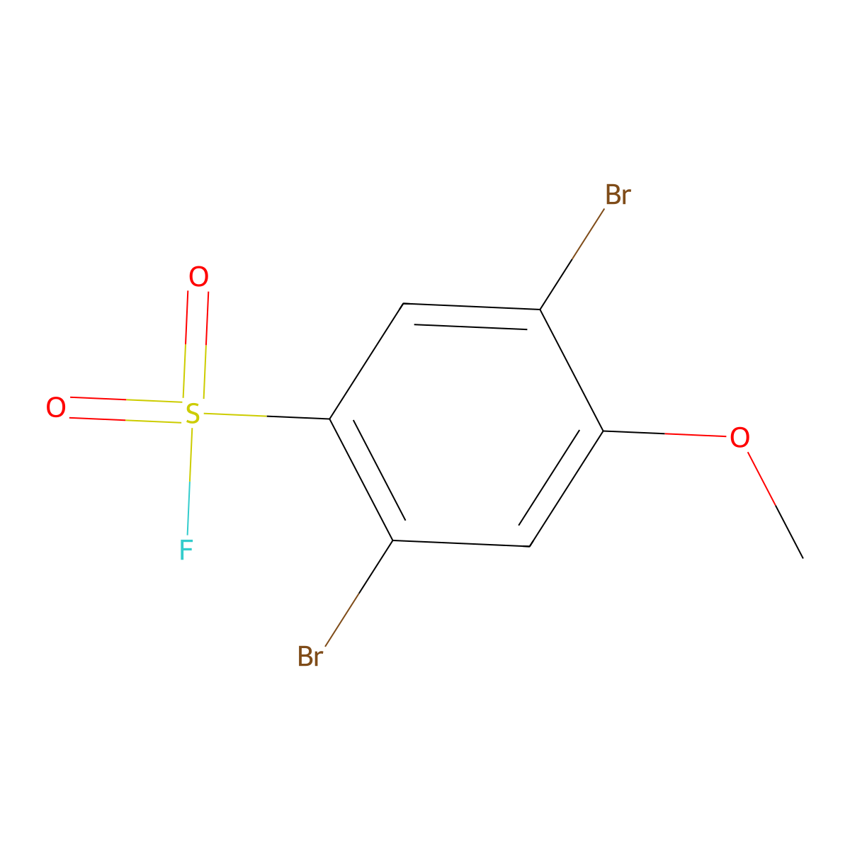 2,5-Dibromo-4-methoxybenzene-1-sulfonyl fluoride molecular structure, CAS 2384674-18-2
