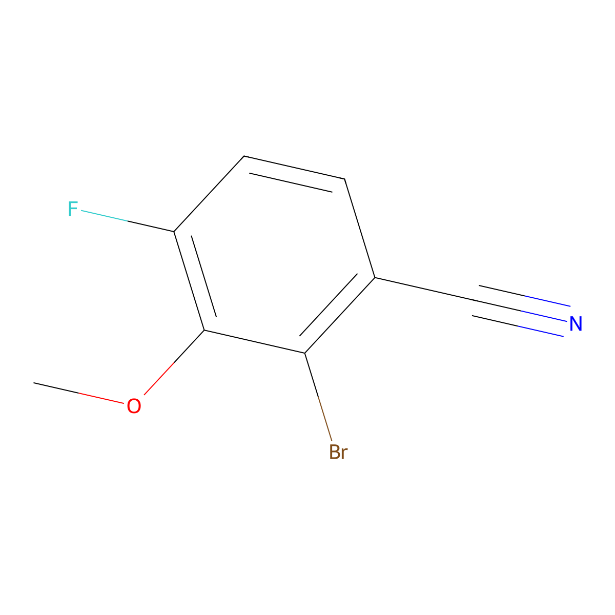 2-Bromo-4-fluoro-3-methoxybenzonitrile molecular structure, CAS 2384687-82-3