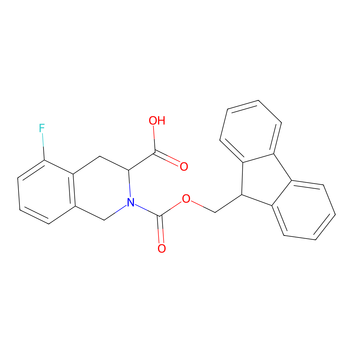 2-(((9H-Fluoren-9-yl)methoxy)carbonyl)-5-fluoro-1,2,3,4-tetrahydroisoquinoline-3-carboxylic acid molecular structure, CAS 2384690-34-8