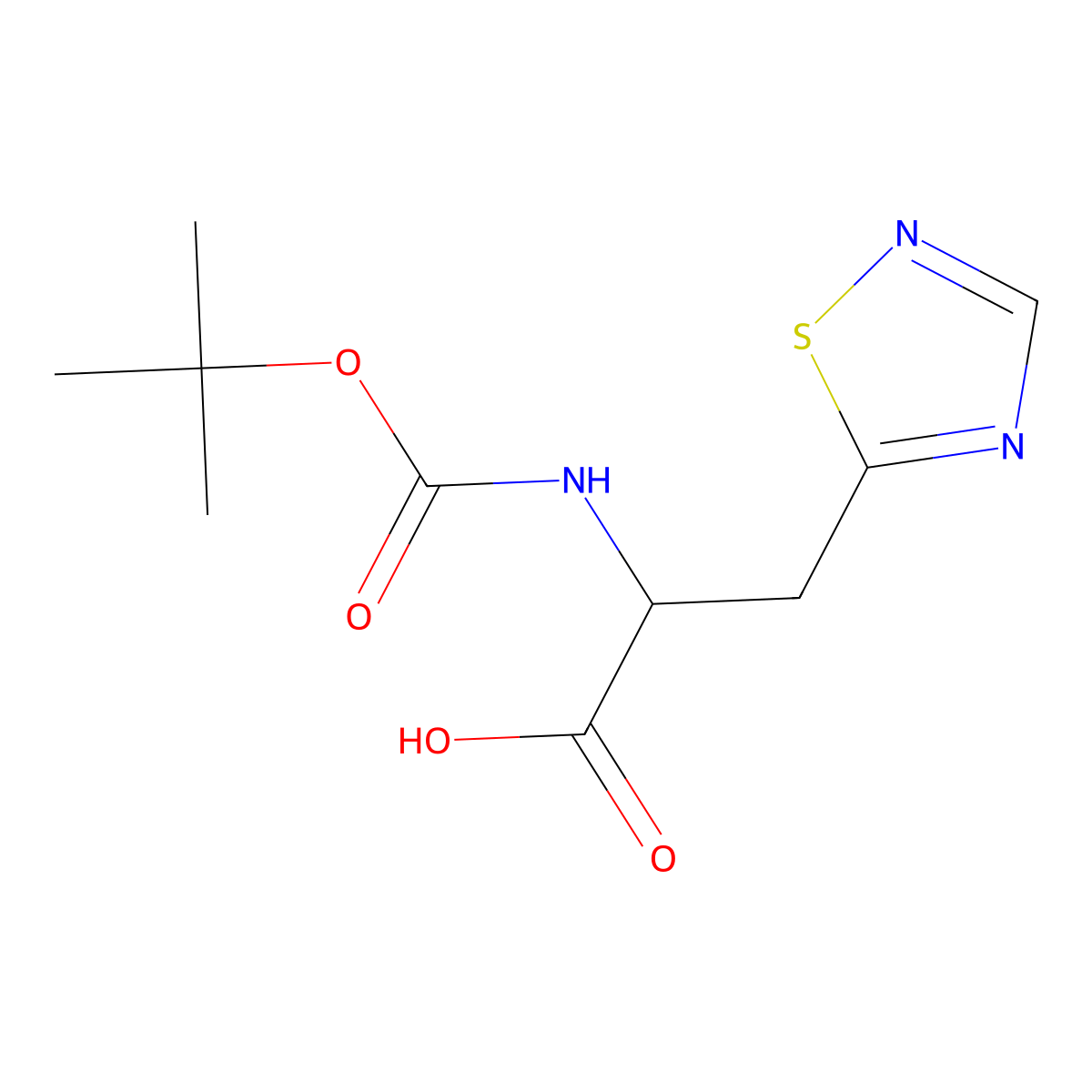 2-{[(Tert-butoxy)carbonyl]amino}-3-(1,2,4-thiadiazol-5-yl)propanoic acid molecular structure, CAS 2384697-82-7
