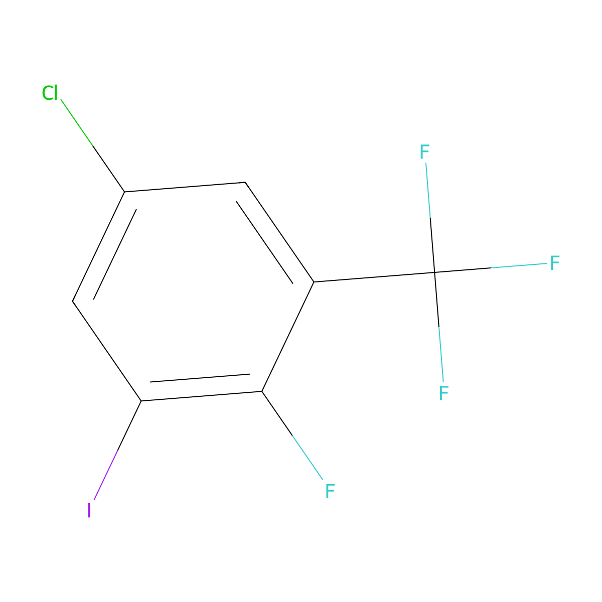 5-Chloro-2-fluoro-1-iodo-3-(trifluoromethyl)benzene molecular structure, CAS 2384699-46-9