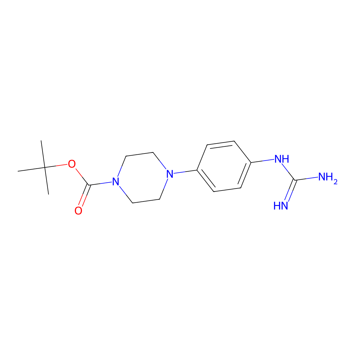 Tert-butyl 4-(4-carbamimidamidophenyl)piperazine-1-carboxylate molecular structure, CAS 2384703-77-7
